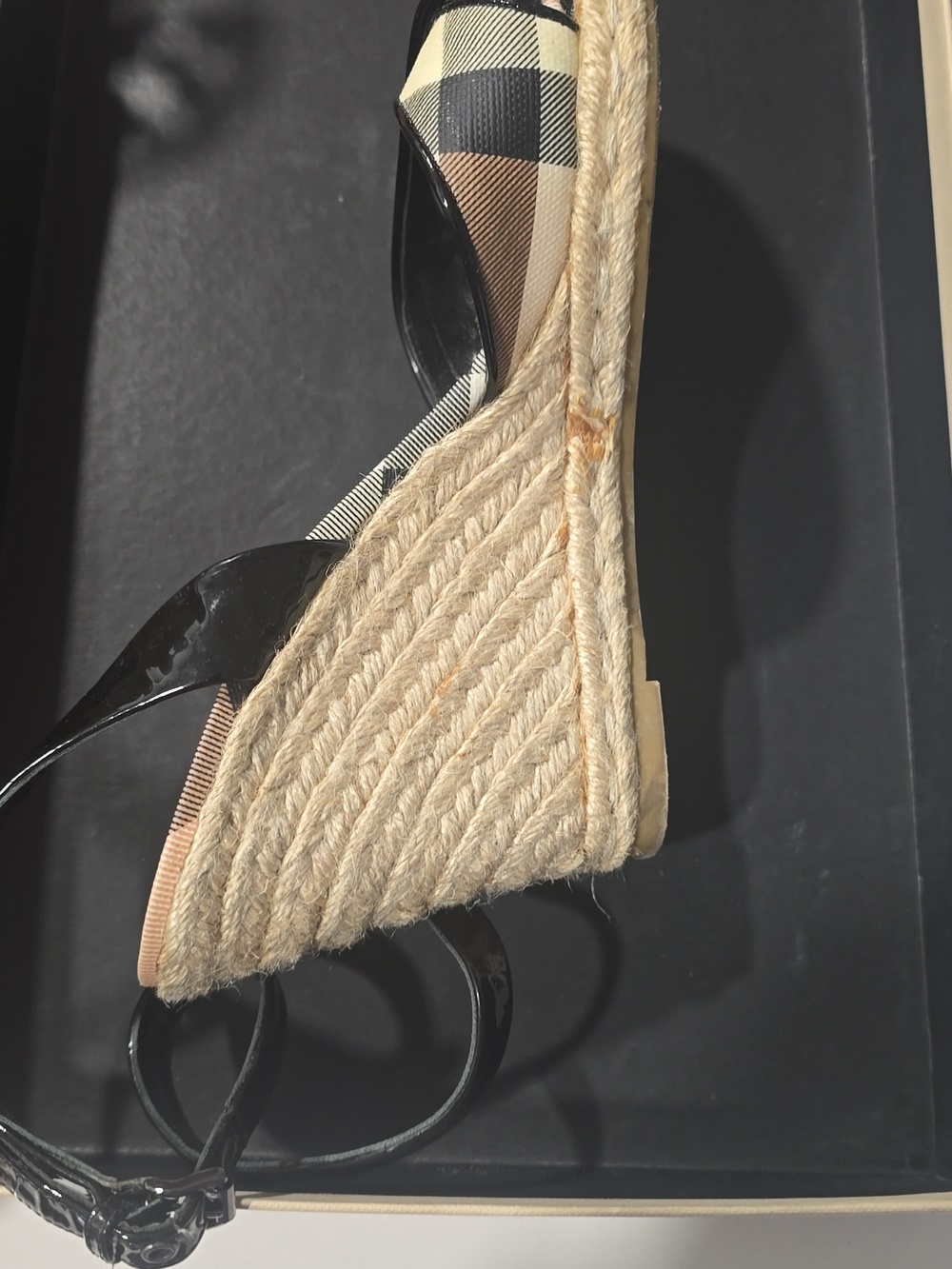 Burberry Plaid Wedge Sandals Espadrilles Size 39 with Box - Picture 15 of 16
